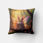 Coussin Lapin Whimsical dans une forêt enchantée (Verso)