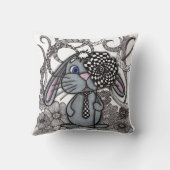 Coussin Lapin Zentangle Mignon avec Fleur à Damier sur la (Verso)