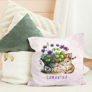 Coussin Lapins Personnalisés Fille Pâques Mignons