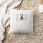 Coussin Lapins roses mignons Joyeuses Pâques Femmes Filles (Couverture)