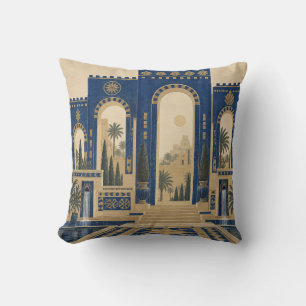 Coussin Lapis Blue Arched Gateway Palm Court
