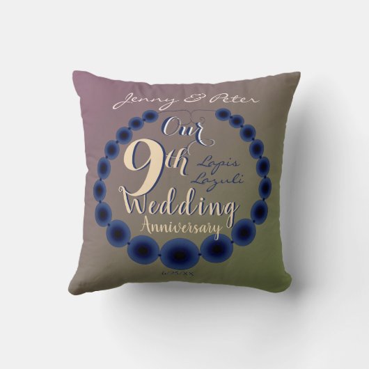 Coussin Lapis Lazuli, 9e anniversaire Mariage (Verso)