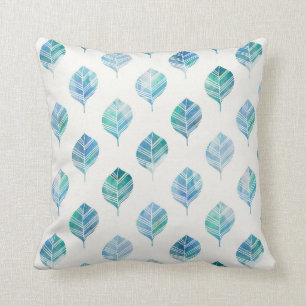 Coussin L'aquarelle blanche de vert bleu laisse le carreau