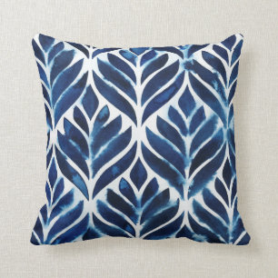 Coussin L'aquarelle de cobalt couvre de tuiles IV