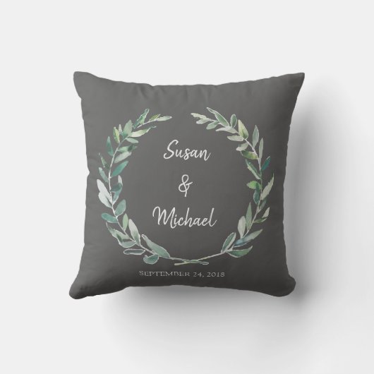 Coussin L'aquarelle rustique part du mariage de jeunes (Verso)