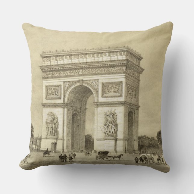Coussin L'Arc de Triomphe, Paris, gravé par Auguste Bry (Recto)
