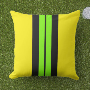 Coussin Large Bright Lime Racing Stripes Sur Citron Jaune