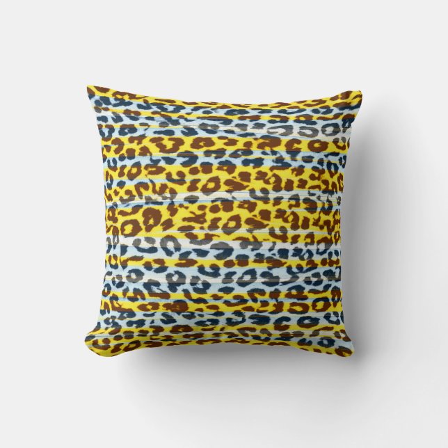 Coussin Larmes jaunes motif leopard fourrure abstraite (Recto)