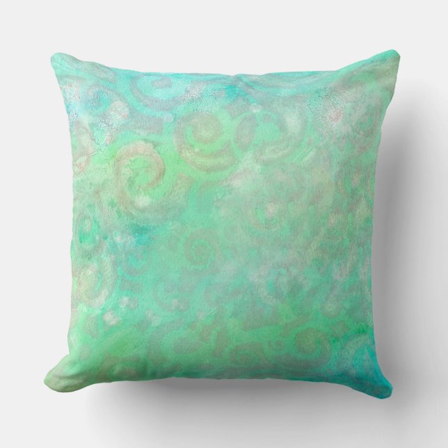Coussin L'art Abstrait bleu et vert (Recto)
