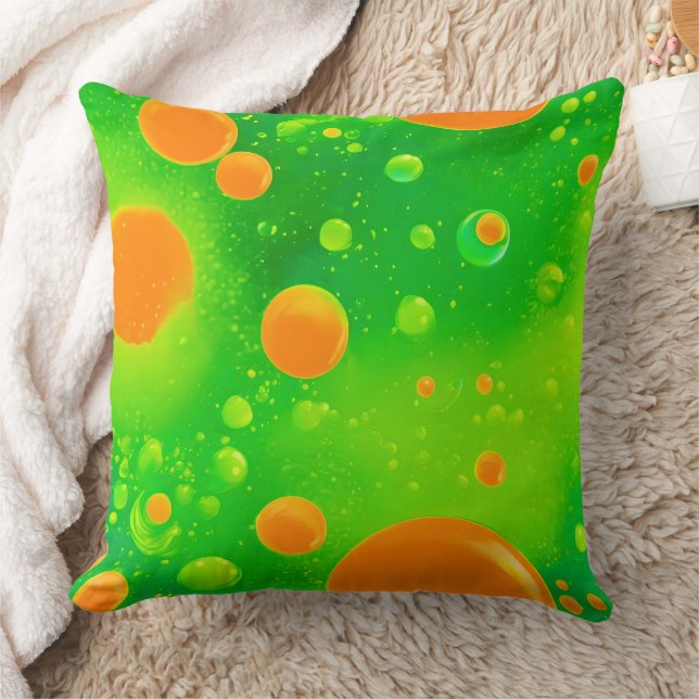 Coussin L'art Abstrait de la bulle orange et verte (Couverture)
