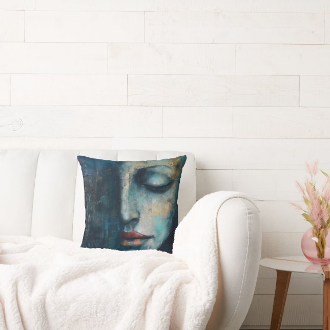 Coussin L'art Abstrait de la femme bleue (Canapé)
