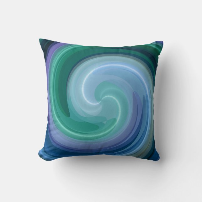 Coussin L'art Abstrait de la spirale verte et bleue (Recto)