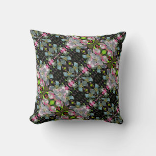 Coussin L'Art Abstrait En Fleurs Roses Et Blanches