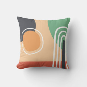 Coussin L'art bohème abstrait arc-en-ciel et soleil