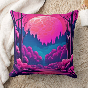 Coussin L'art de la lune rose géante