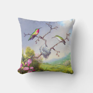 Coussin L'art des colibris et des fleurs  