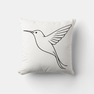 Coussin L'art en ligne minimaliste de colibri en vol