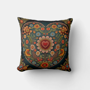 Coussin L'art populaire ukrainien - Coeur inspiré en plusi