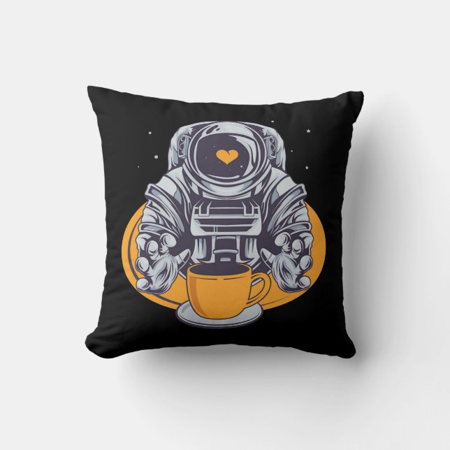Coussin L'astronaute aime le café (Recto)
