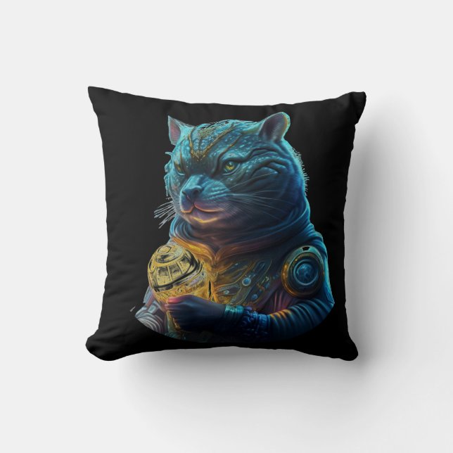 Coussin L'astronaute de chats Blue Space tient le module l (Recto)
