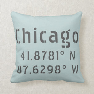 Coussin Latitude de Chicago et longitude