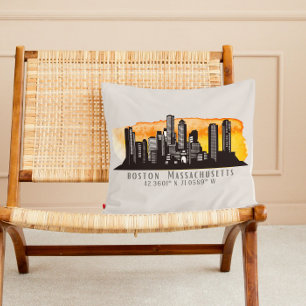Coussin Latitude et longitude de Boston Skyline