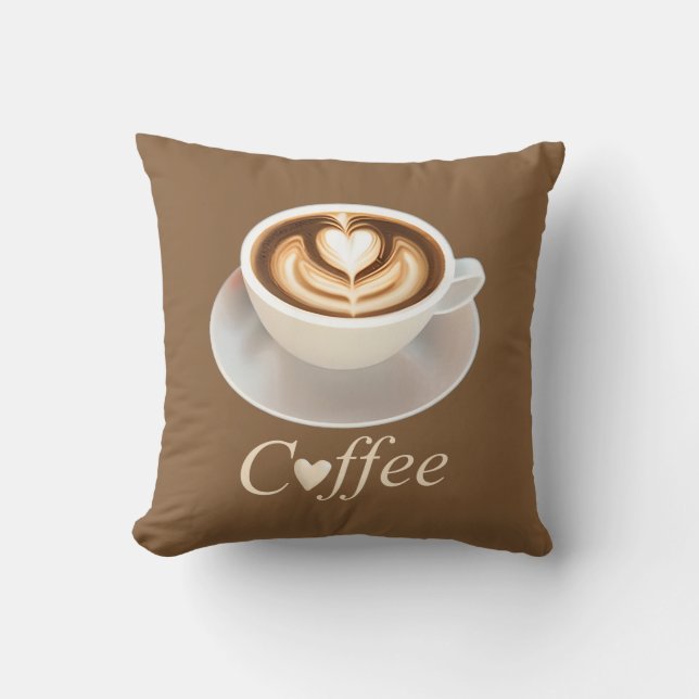 Coussin Latte avec coeur pour les amateurs de café (Recto)