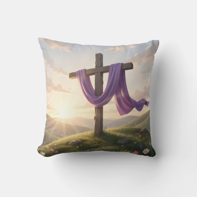 Coussin L'aube de la Résurrection – Jeté d'art de Pâques c (Recto)