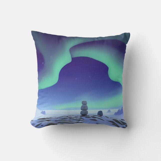 Coussin L'Aurora Borealis : Lumières Dansantes Du Nord (Recto)