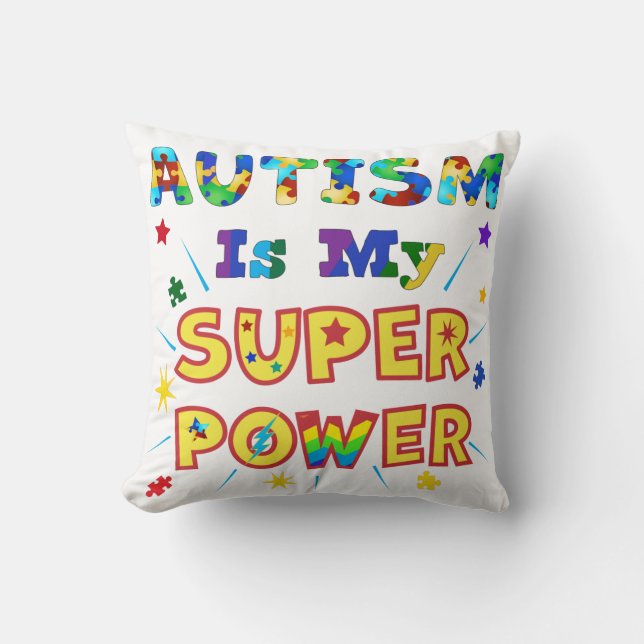 Coussin L'autisme est ma super puissance (Recto)