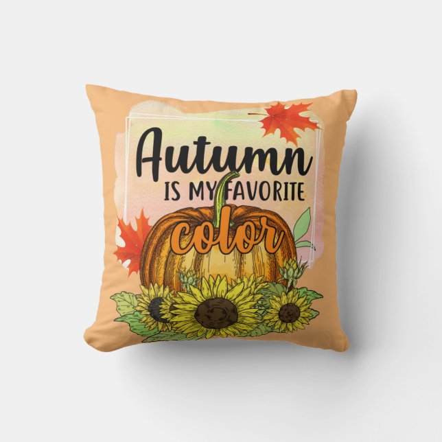 Coussin L'automne est ma couleur préférée - Citrouille Feu (Recto)