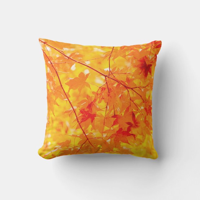 Coussin L'automne quitte la nature Orange Outdoor Thlow (Recto)
