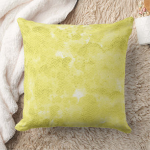 Coussin Lavage à l'aquarelle jaune citron pastel