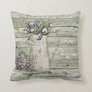 Coussin lavande en bois blanchie rustique de ferme