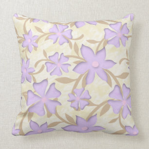 Coussin Lavande et Motif de fleurs d'or