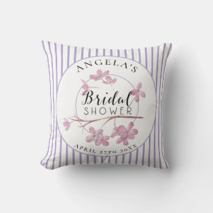 Coussin Lavande Rose Lilas Rayures Bridal Shower 