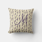 Coussin Lavande Violet Beige Botanique Floral Monogramme (Recto)