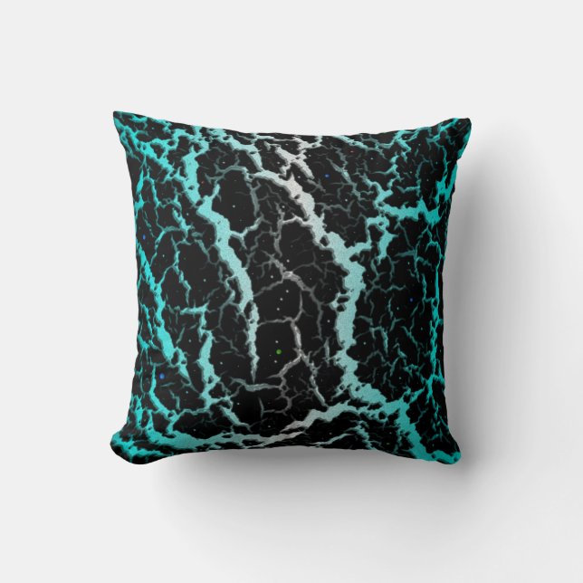 Coussin Lave de l'espace fissuré - blanc/cyan (Recto)