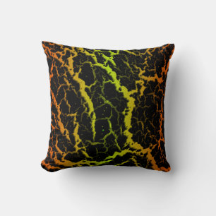 Coussin Lave de l'espace fissuré - Orange/Lime