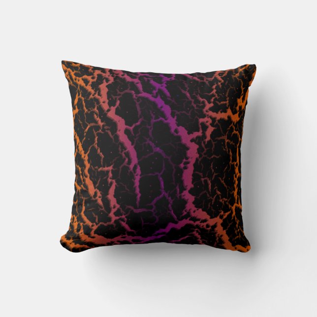 Coussin Lave de l'espace fissuré - orange/violet (Recto)
