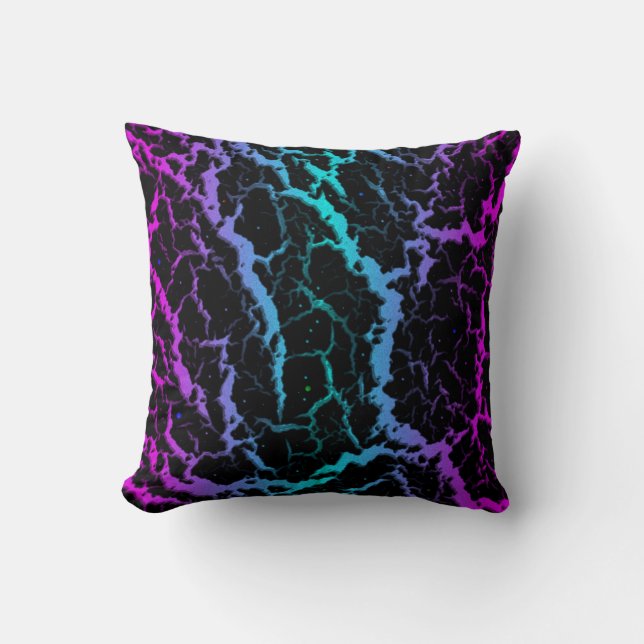 Coussin Lave de l'espace fissuré - rose/cyan (Recto)