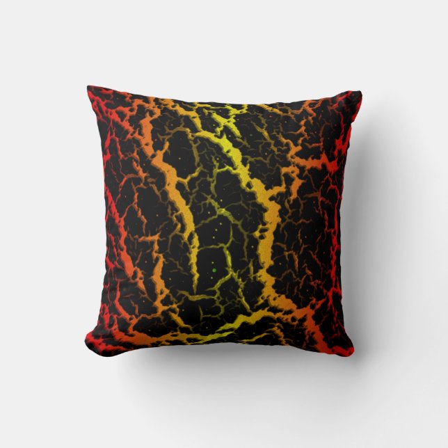 Coussin Lave de l'espace fissuré - Rouge/Jaune (Recto)