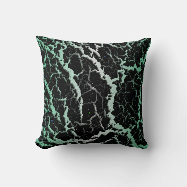 Coussin Lave spatiale fissurée - Blanc/Menthe (Recto)