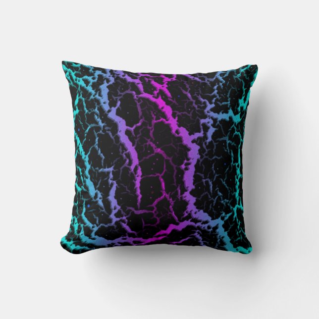 Coussin Lave spatiale fissurée - Cyan/Rose (Recto)