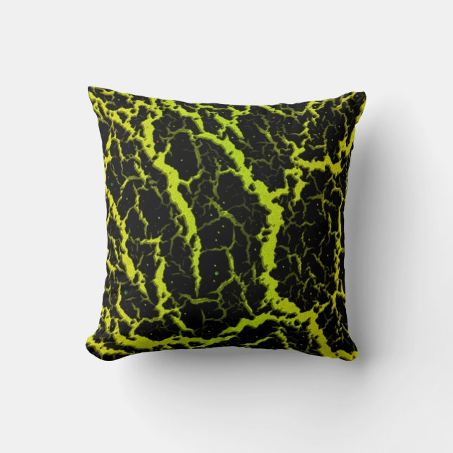 Coussin Lave spatiale fissurée - Jaune/Citron (Recto)