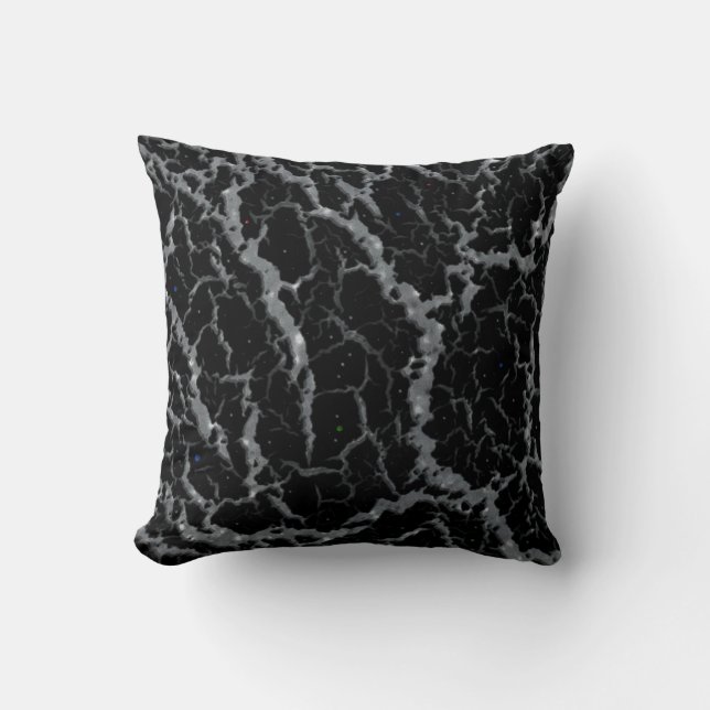 Coussin Lave spatiale fissurée - Paillettes argentées (Recto)