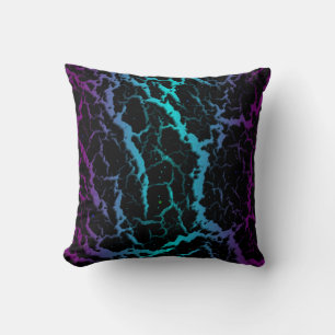 Coussin Lave spatiale fissurée - Violet/Cyan