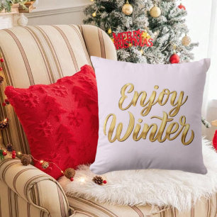 Coussin Lavender Blush Enjoy Winter - Gold Script Decor