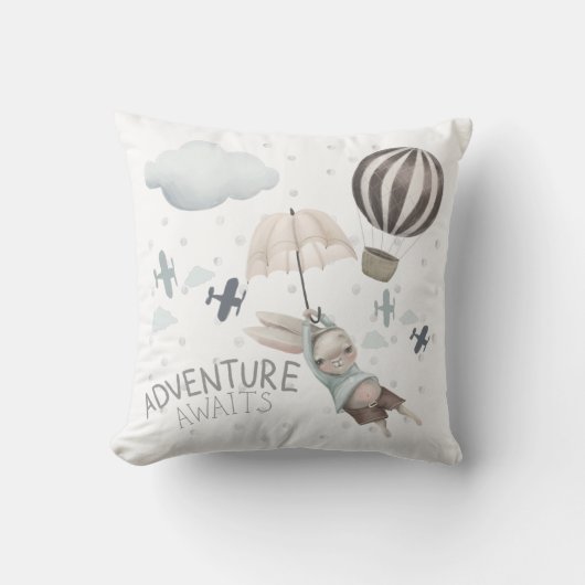 Coussin L'aventure attend l'oreiller à lancer lapin (Recto)