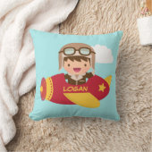 Coussin L'avion mignon de garçon d'aviateur badine le (Couverture)